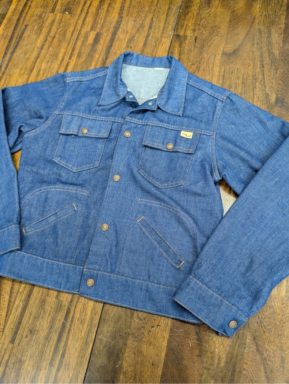 Super Denim Vintage Selvedge Jean Jacket Snap Front Blue S